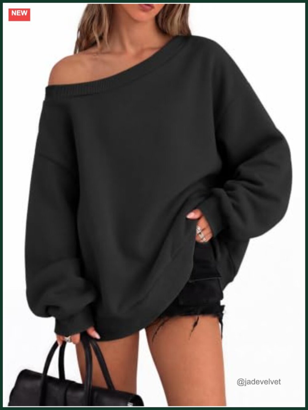 Women's Off Shoulder Sweatshirt Oversized Fleece Pullover Y2k Top Long Sleeve